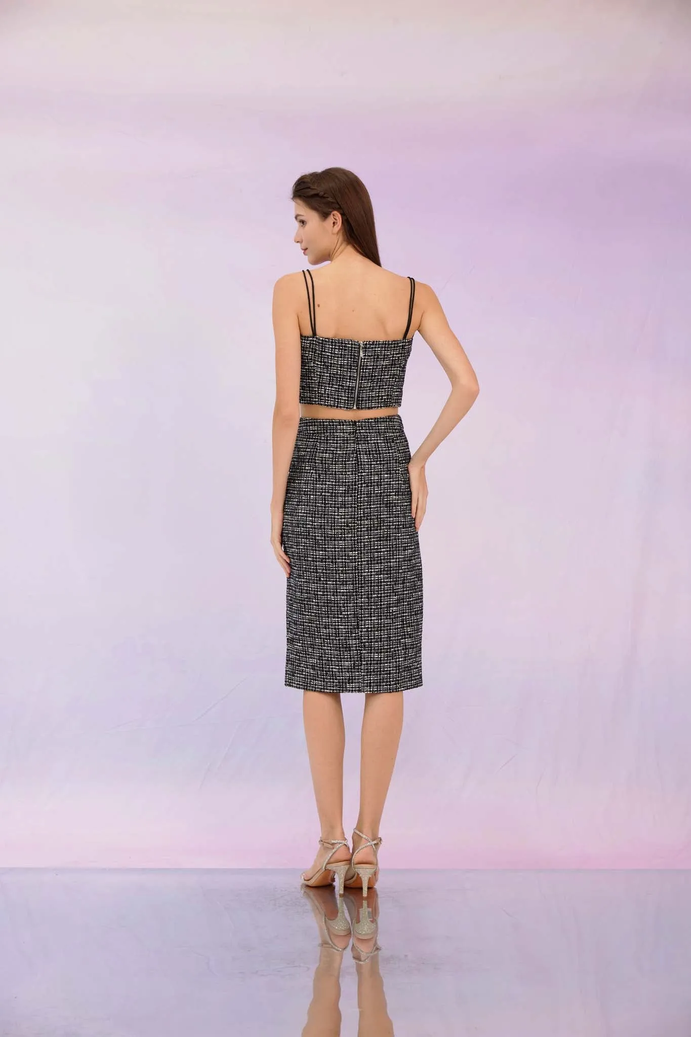 Geraldina Black Tweed Bow Top