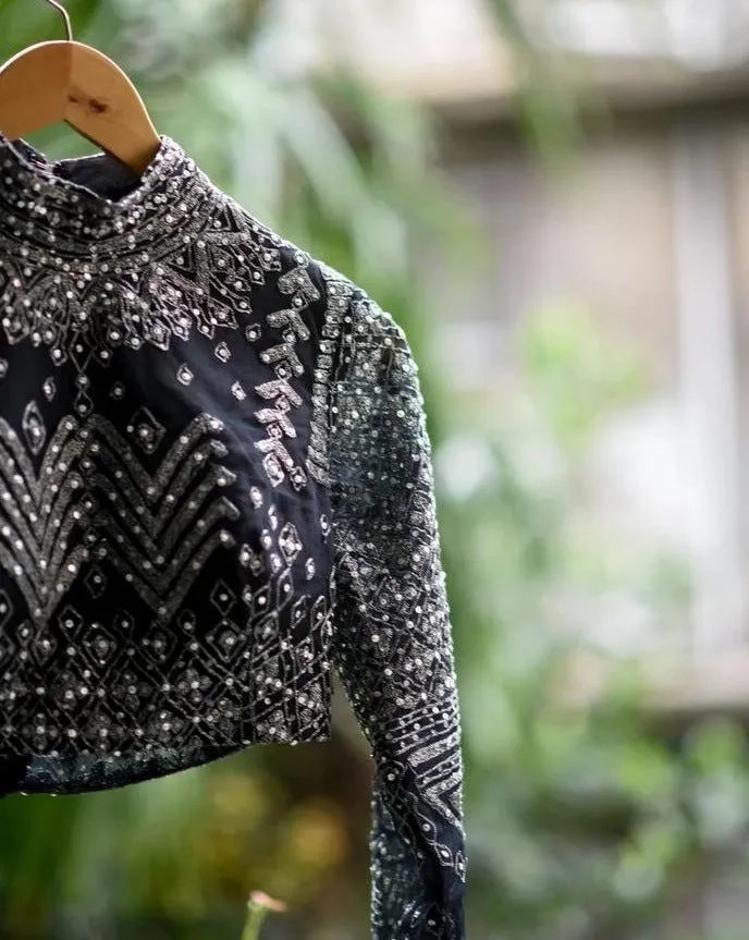 Gorgeous Black with Glitz All Over Readymade Blouse