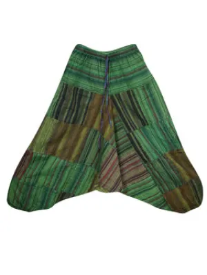 Green Stripe Print Pant, Boho Hippie Aladdin Pant, Travel Pant Handmade Pants S/M/L