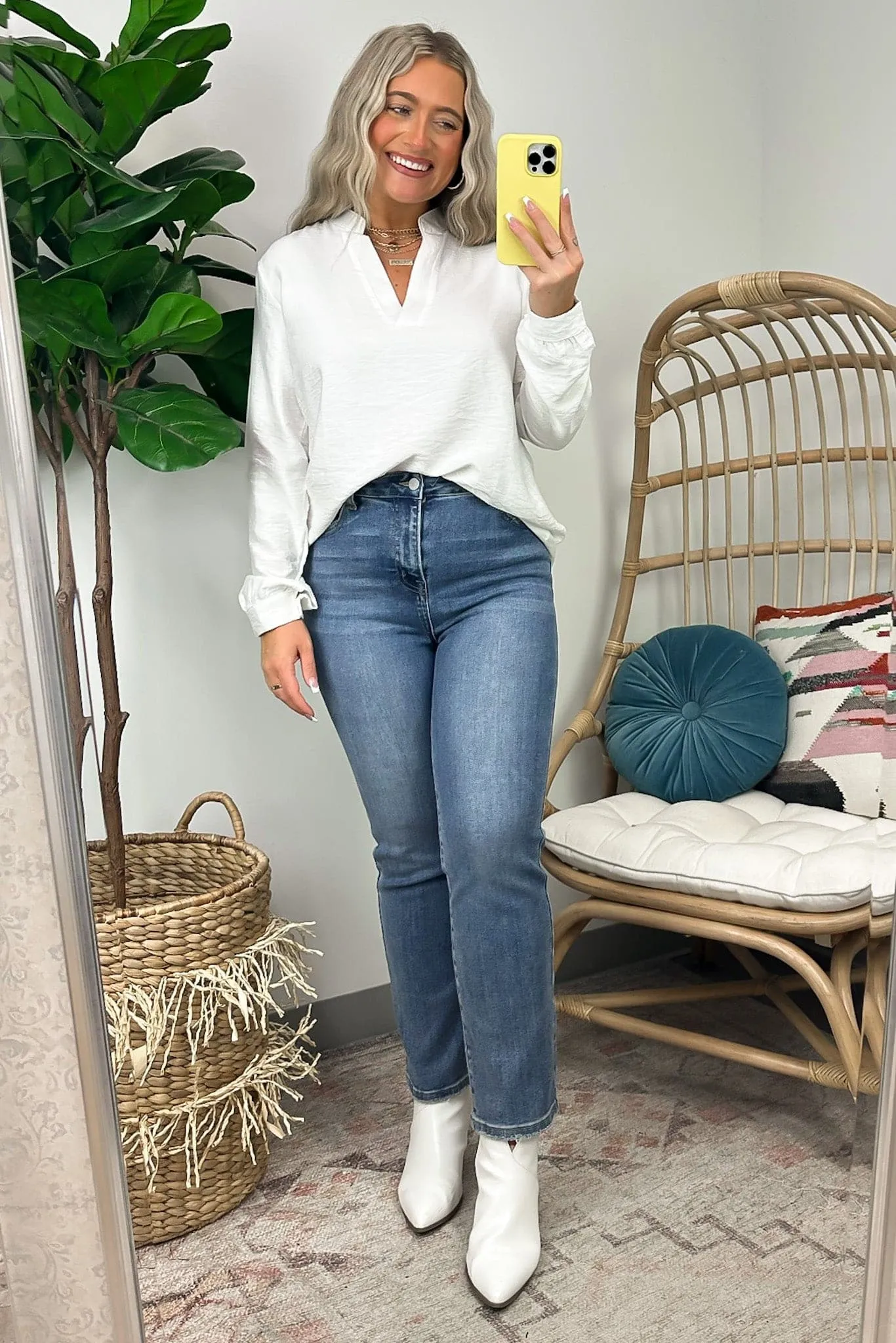 Haylen Viscose V-Neck Relaxed Top - FINAL SALE
