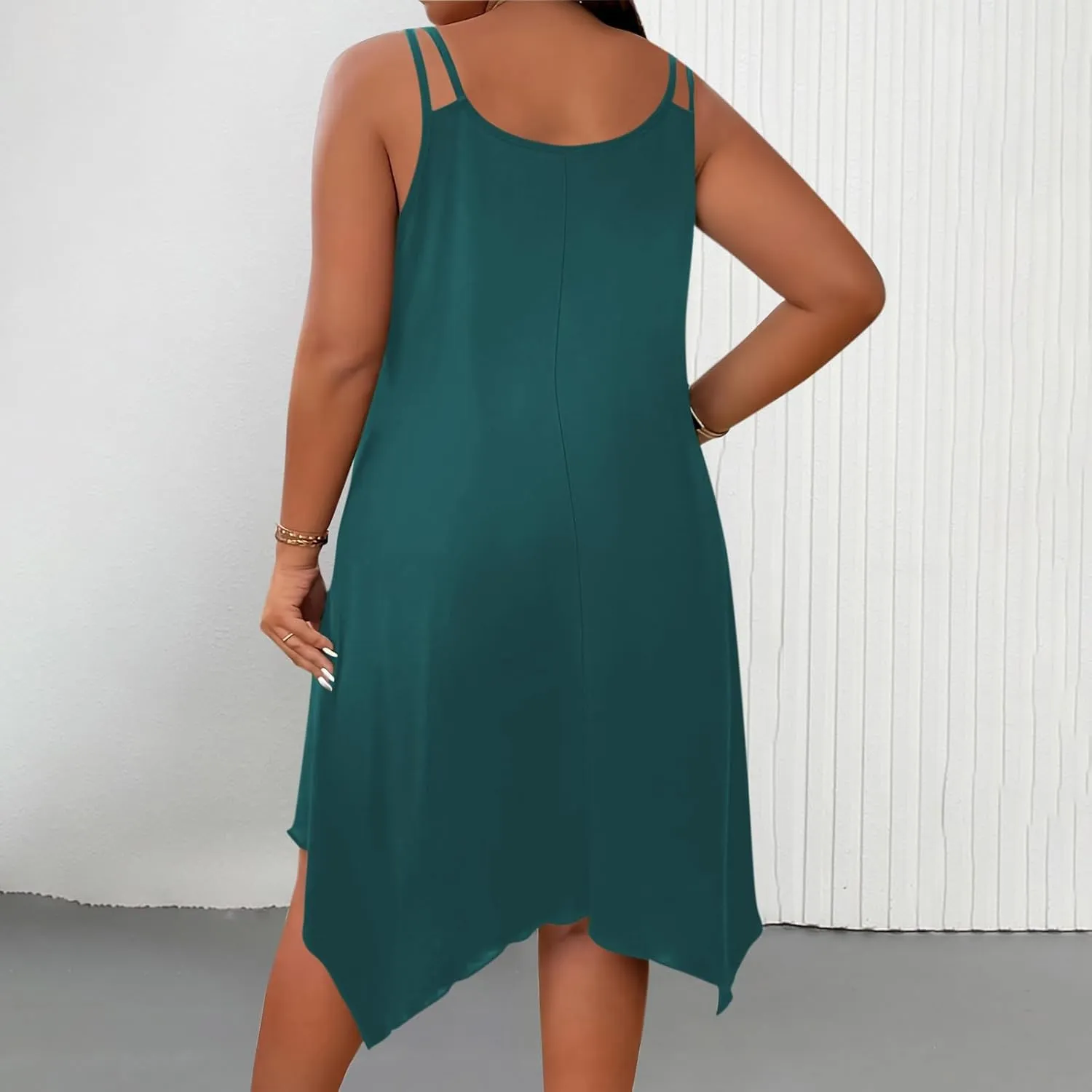 hlysgo Women's Boho Flowy Sleeveless Midi Dress Plus Size Summer Casual Dress Beach Vacation Swing Sundresses