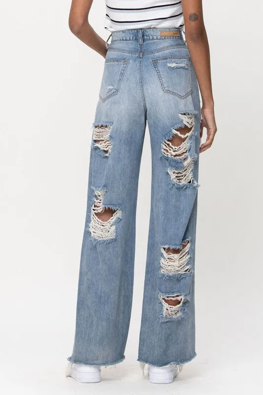 Jody Hi-Rise Super Distressed Wide Leg Jeans