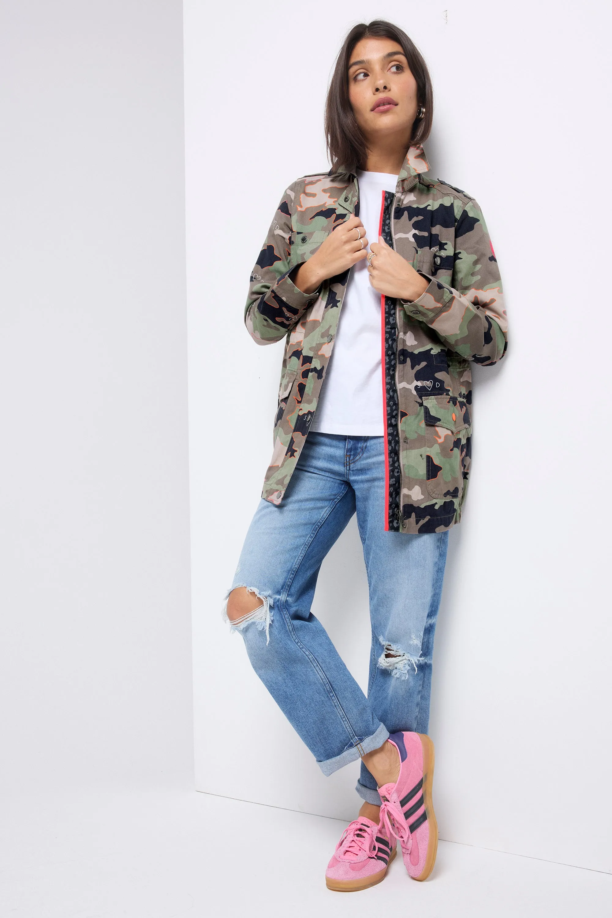 Khaki Camo Print Organic Cotton Utility Jacket
