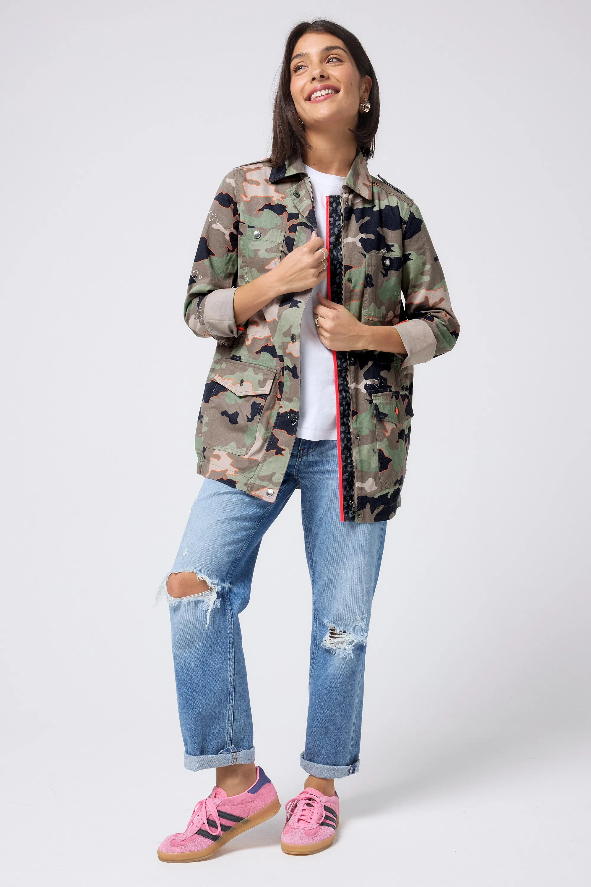 Khaki Camo Print Organic Cotton Utility Jacket