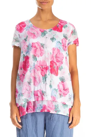 Layered Peony Blossom Cotton Blouse