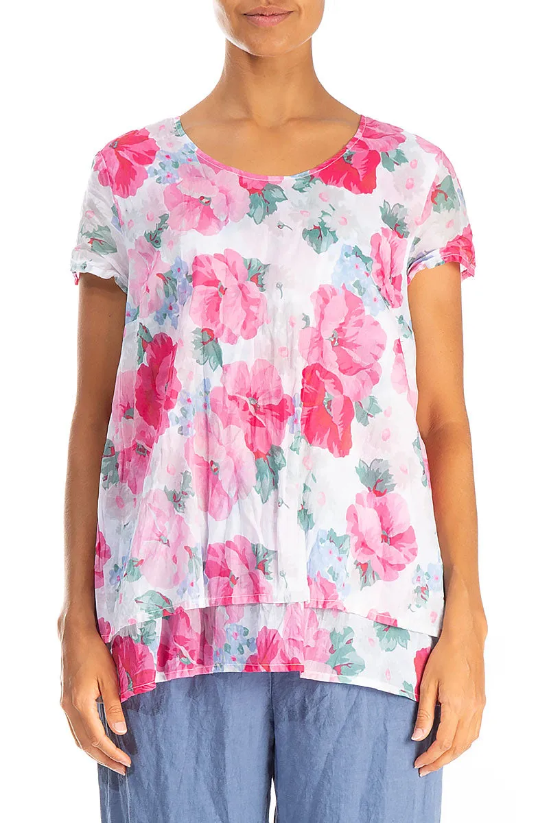 Layered Peony Blossom Cotton Blouse