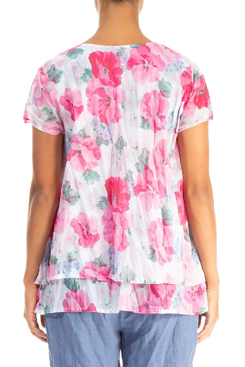 Layered Peony Blossom Cotton Blouse