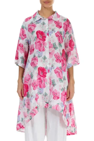 Long Peony Blossom Linen Shirt