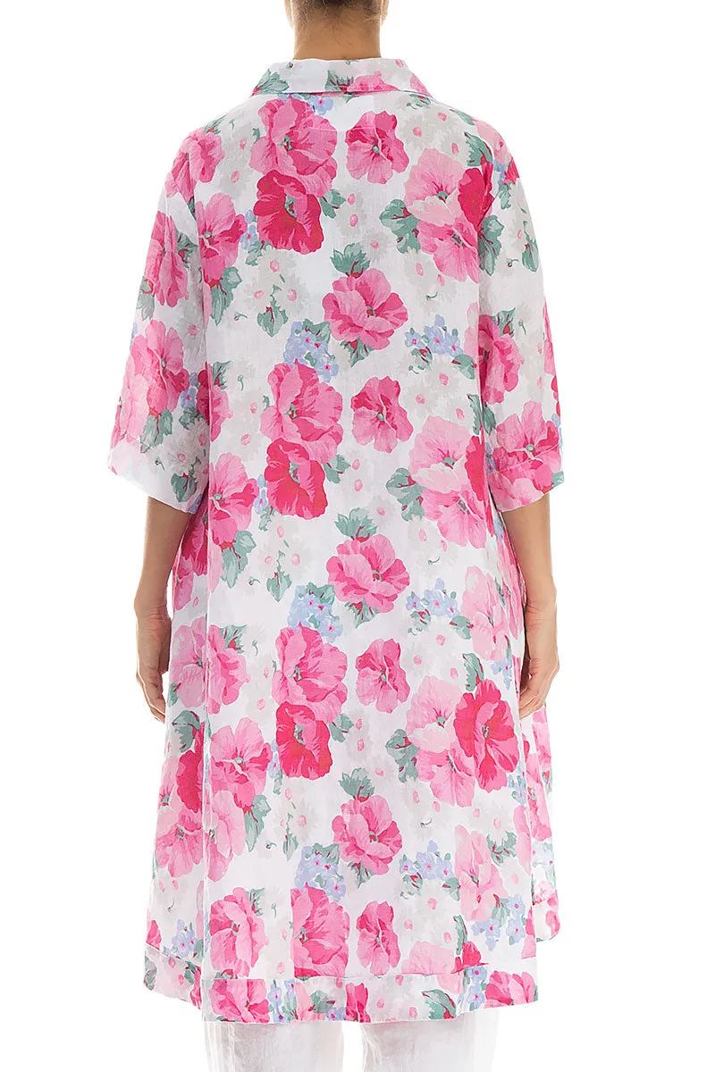 Long Peony Blossom Linen Shirt