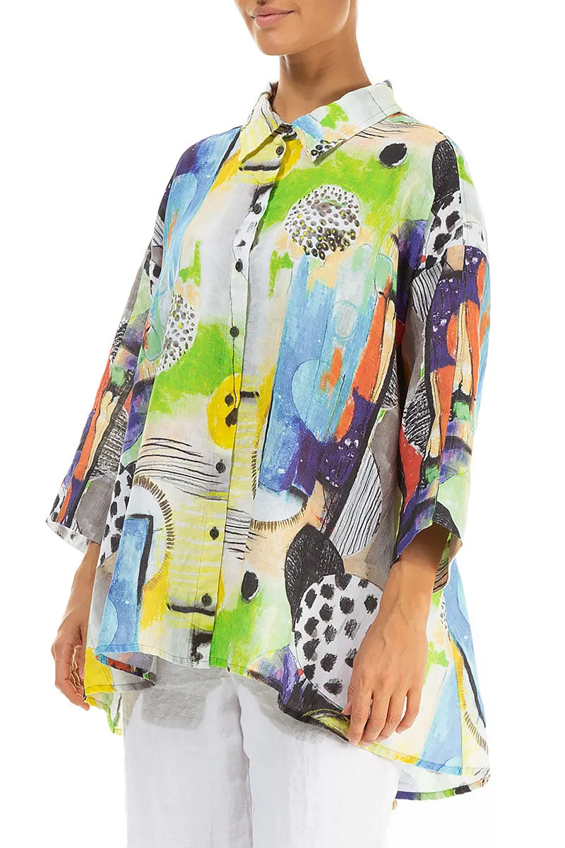 Loose Artmaze Linen Shirt
