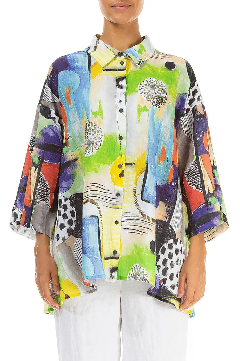 Loose Artmaze Linen Shirt