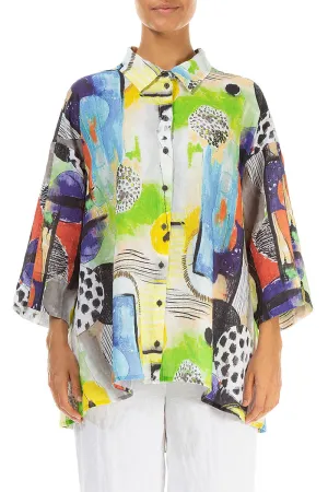 Loose Artmaze Linen Shirt