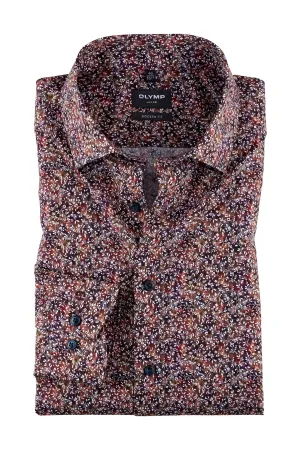 Luxor Modern Fit Neat Floral Long Sleeve Shirt - Plum