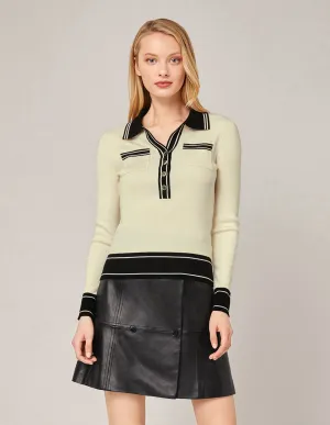 MARYLING HIGH-WAIST A-LINE LEATHER MINI SKIRT