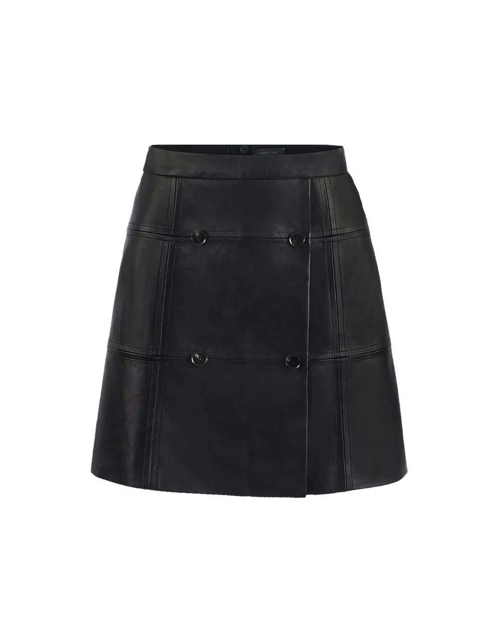MARYLING HIGH-WAIST A-LINE LEATHER MINI SKIRT