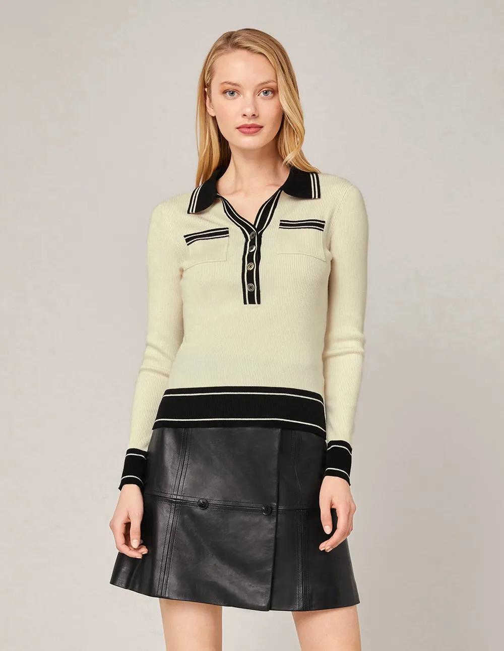 MARYLING HIGH-WAIST A-LINE LEATHER MINI SKIRT