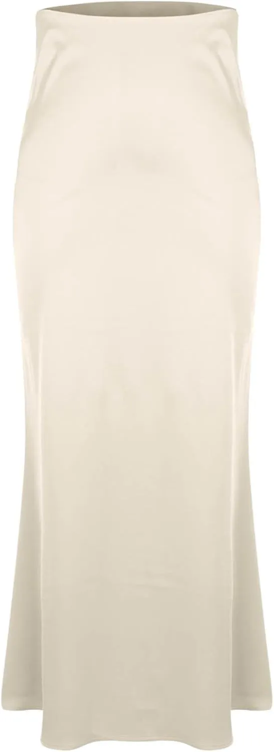 Maxi Skirts for Women Smooth Stain A Line Pure Skirt Hide Zip Trendy Skirts Stretch Long Comfort Casual Skirt