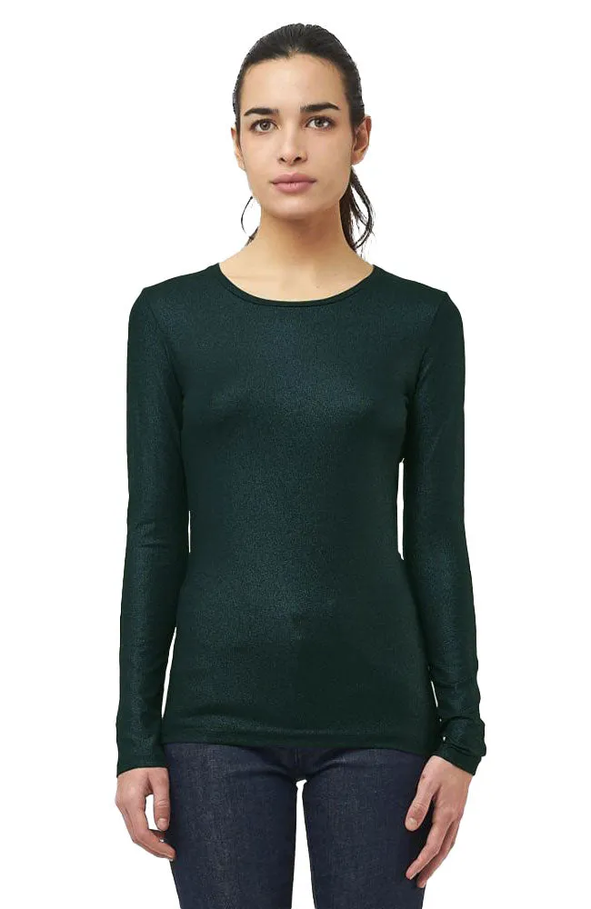 Metallic Long Sleeve Crewneck T Shirt