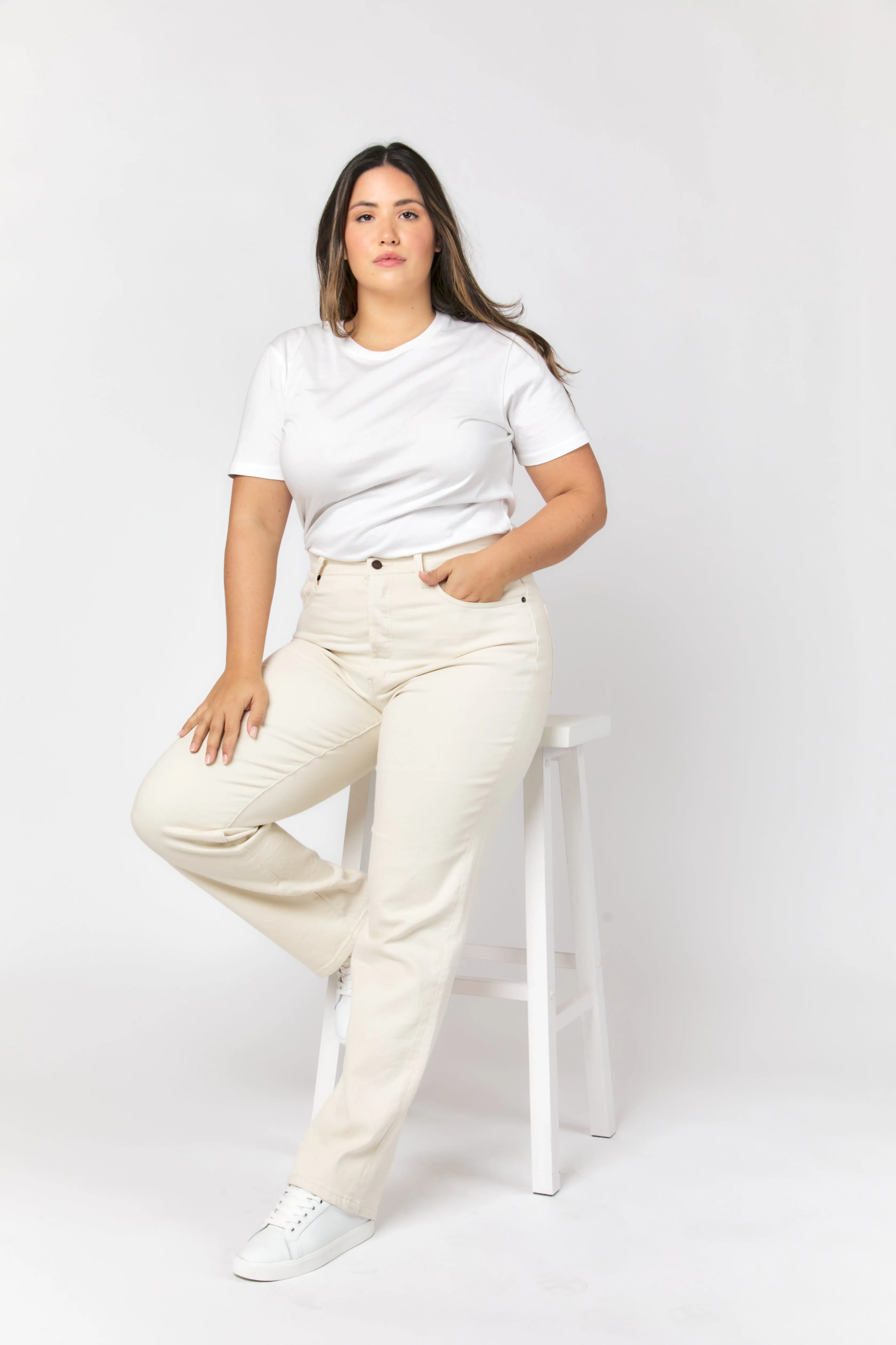 Mulberry High Rise Straight Leg Ecru