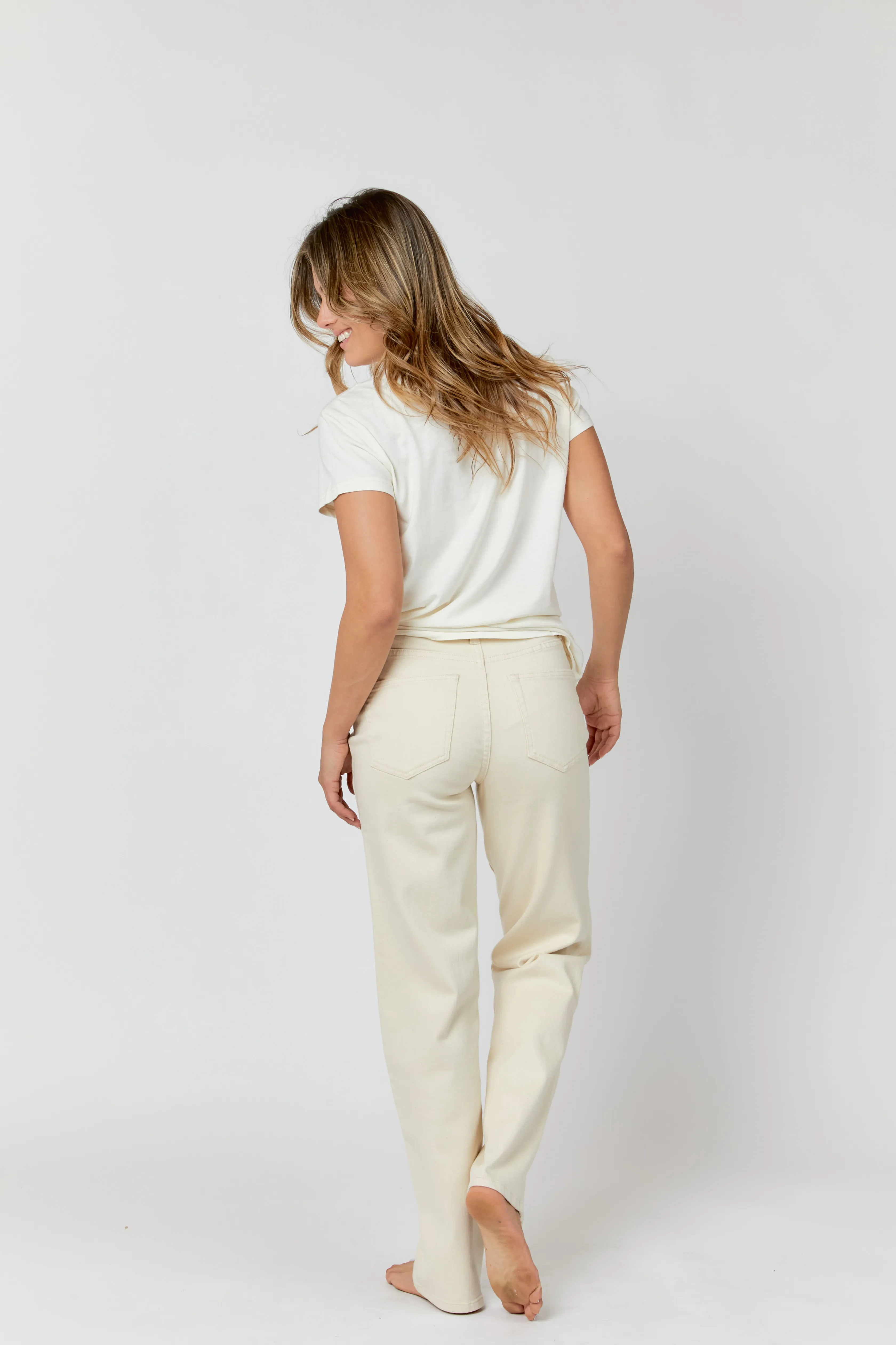 Mulberry High Rise Straight Leg Ecru