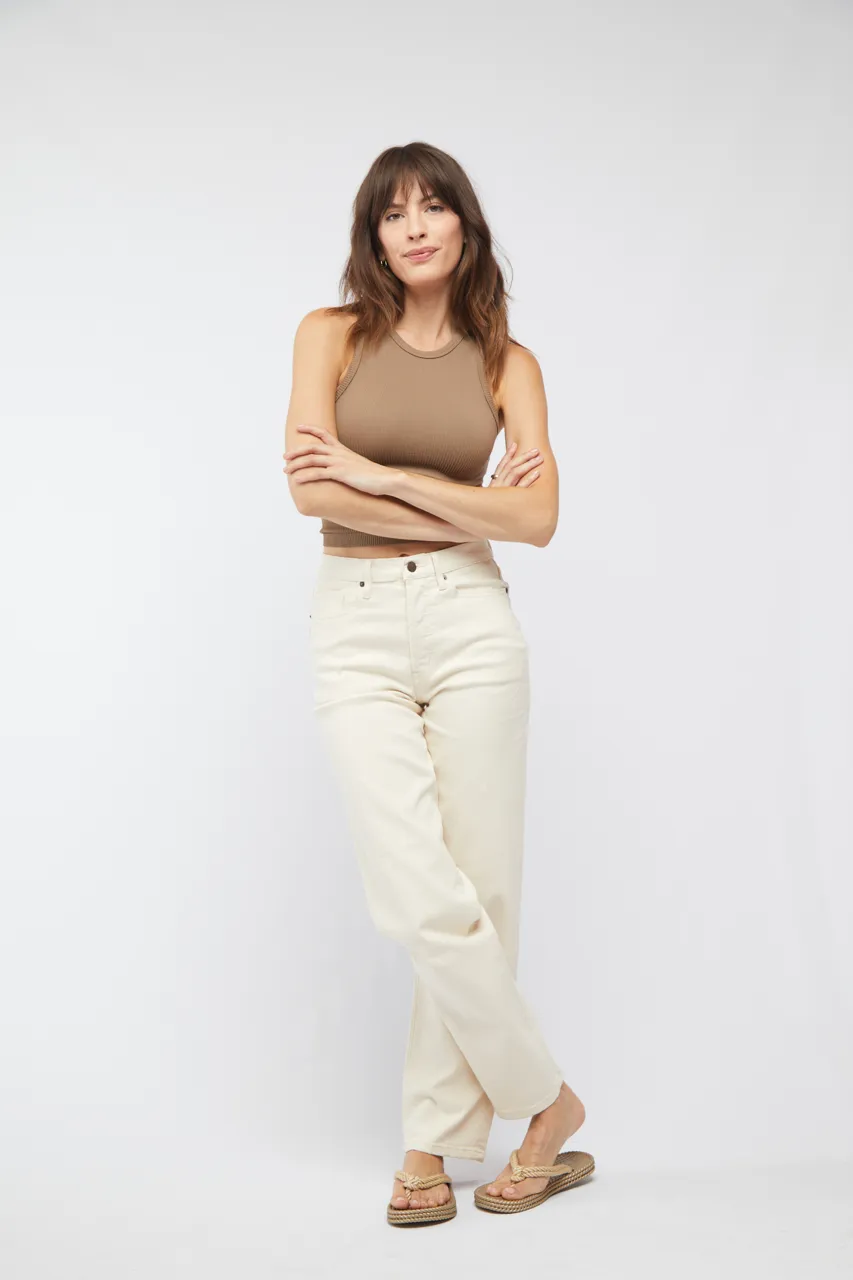 Mulberry High Rise Straight Leg Ecru