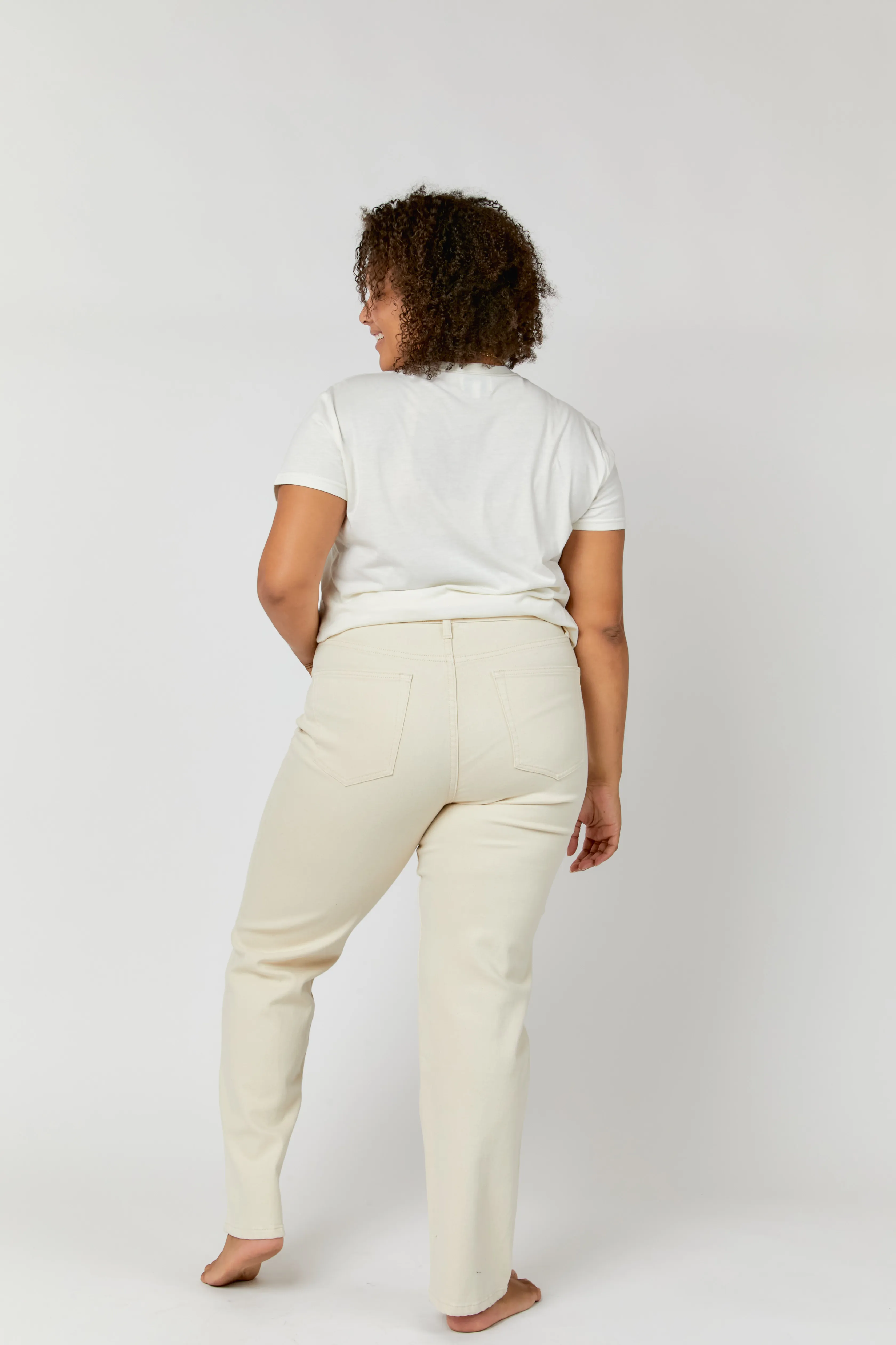Mulberry High Rise Straight Leg Ecru