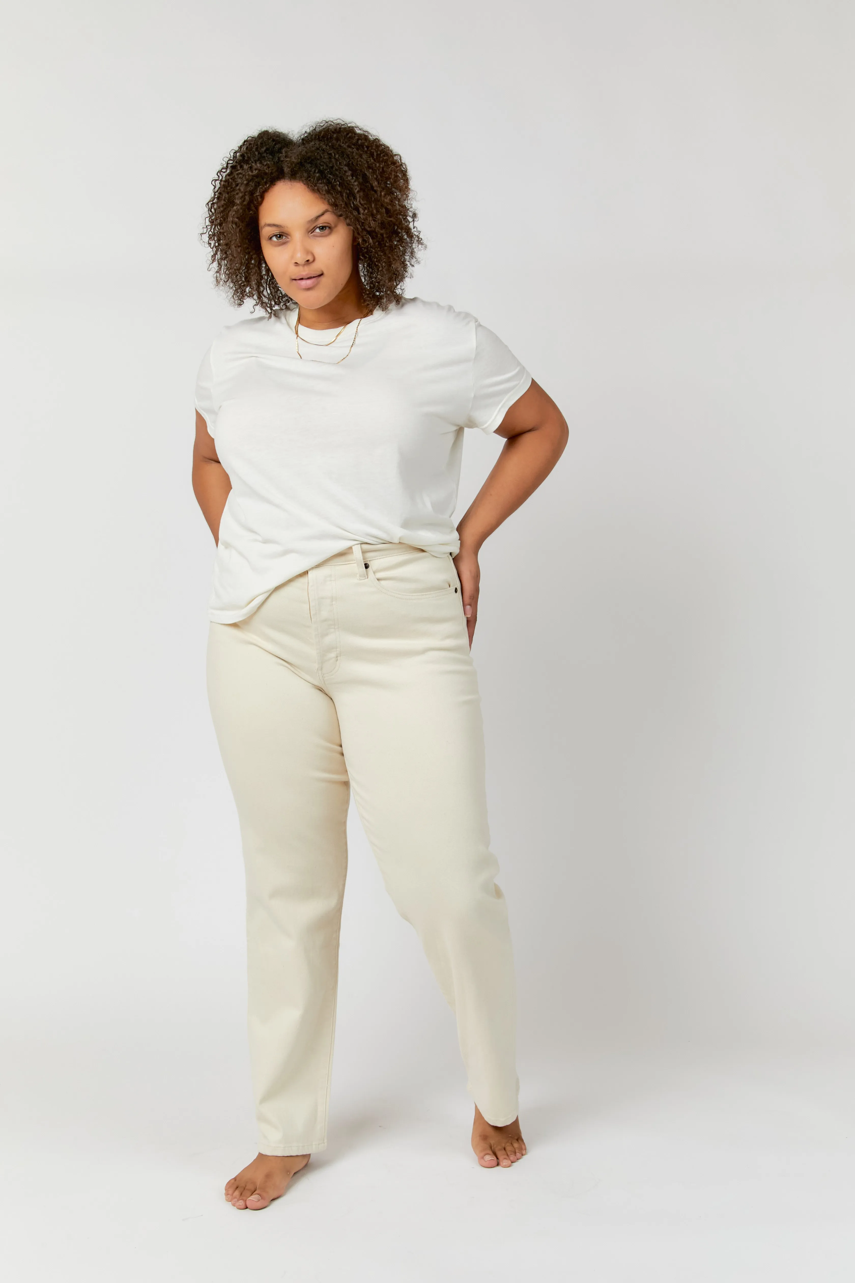 Mulberry High Rise Straight Leg Ecru