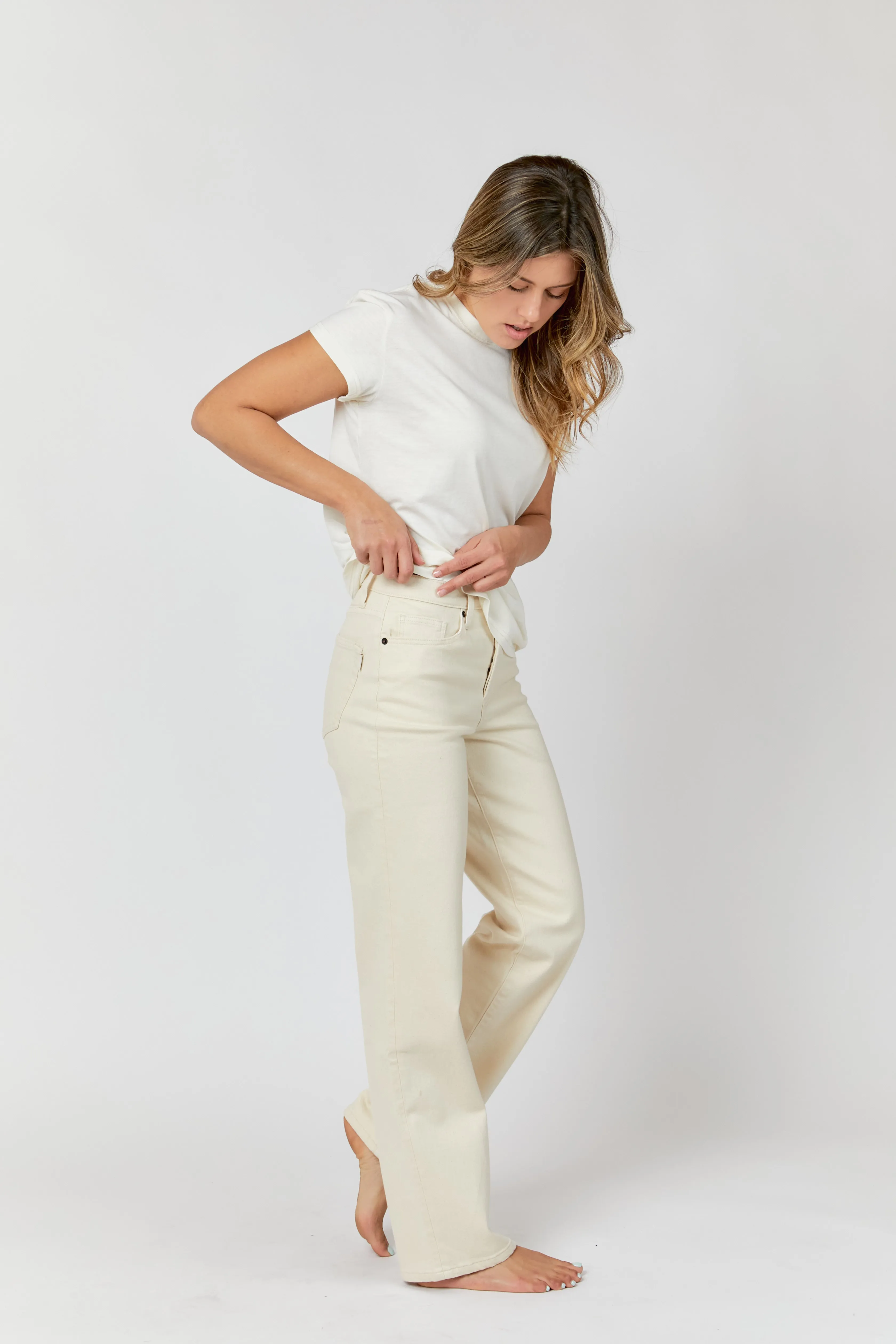 Mulberry High Rise Straight Leg Ecru