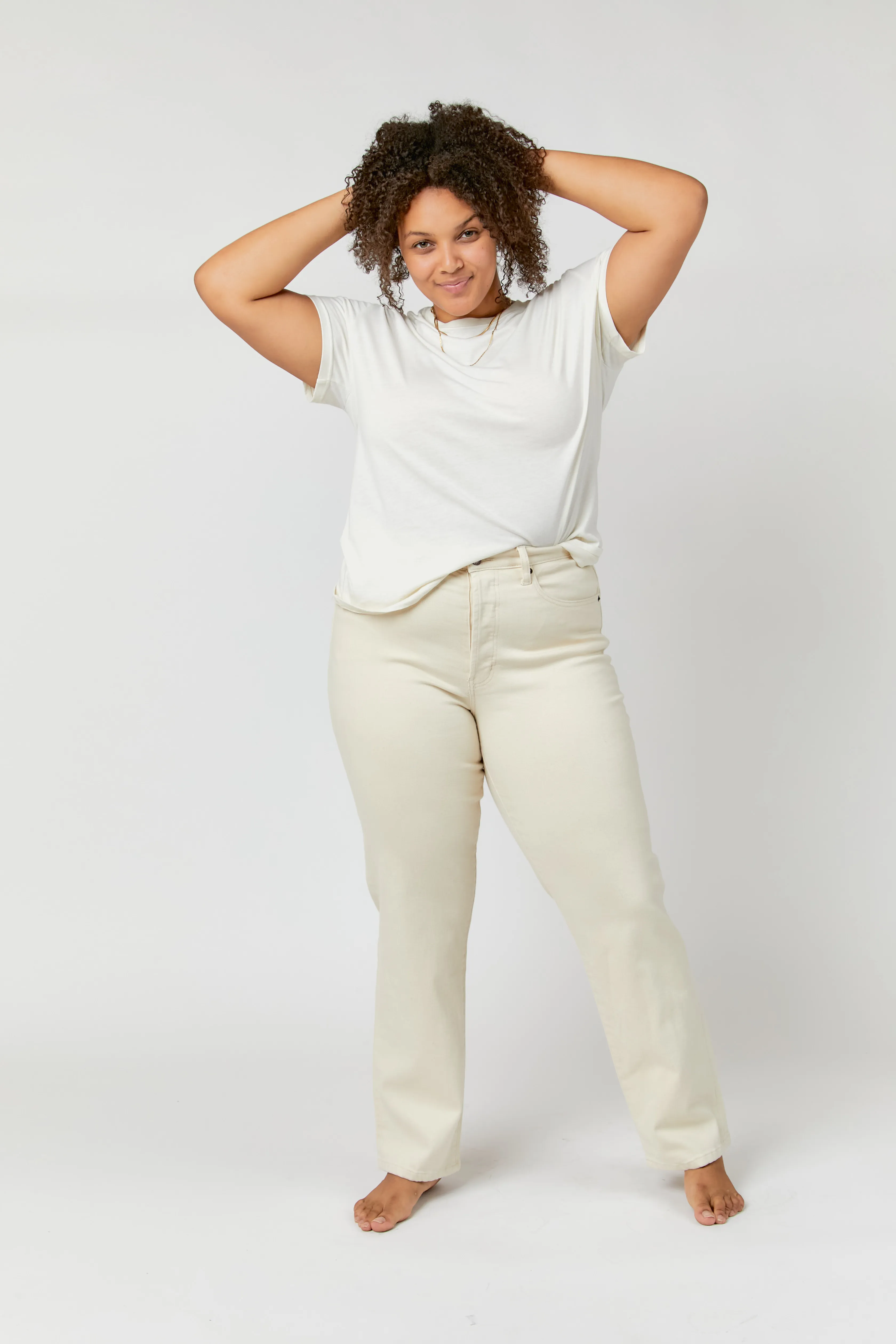 Mulberry High Rise Straight Leg Ecru