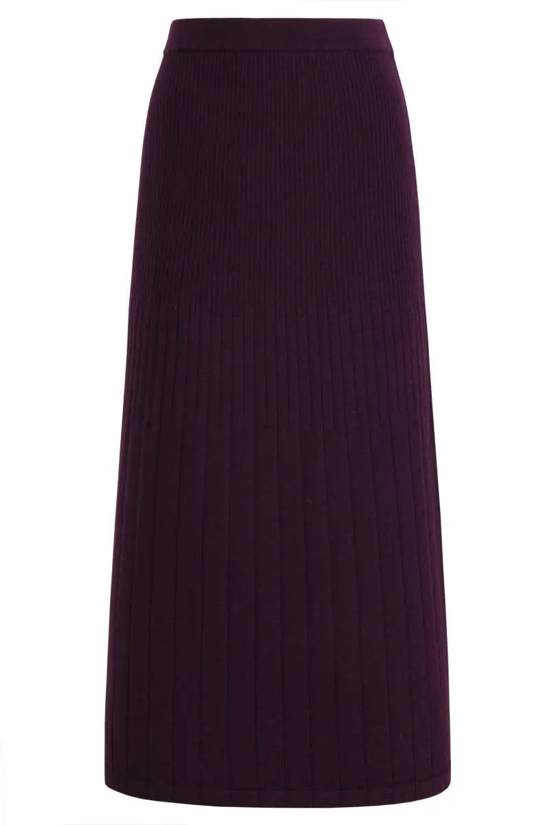 Multi-Stripe Soft Knit Midi Skirt 242450 by IVKO