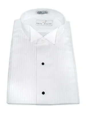 Neil Allyn White Pleated Wing Collar Tuxedo Shirt