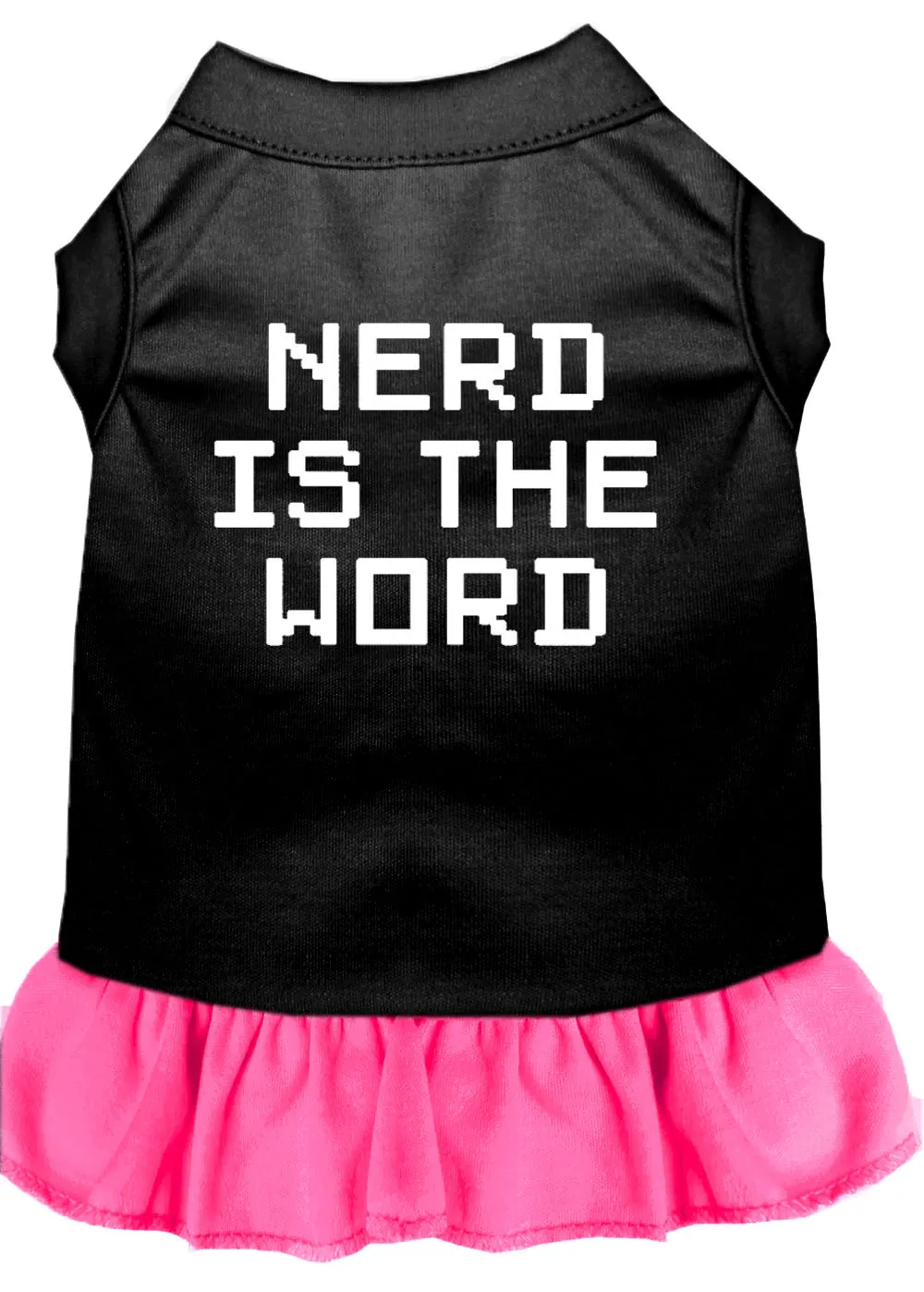 Nerd Is The Word Screen Print Dress Black With Bright Pink Xxxl