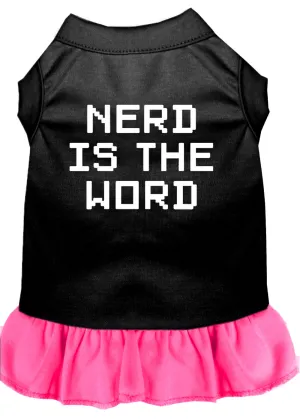 Nerd Is The Word Screen Print Dress Black With Bright Pink Xxxl