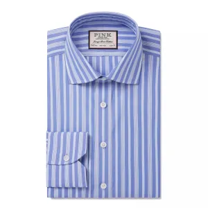 Pale Blue & Blue Classic Fit Bedford Stripe Dress Shirt