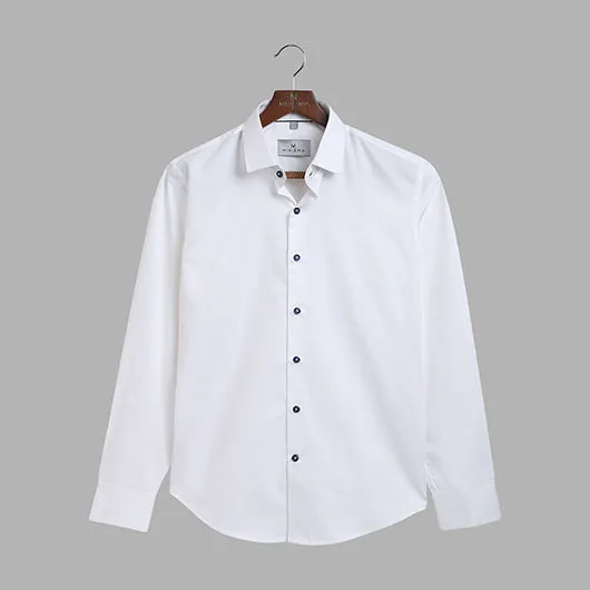 Paris White Formal Shirt with Black Buttons