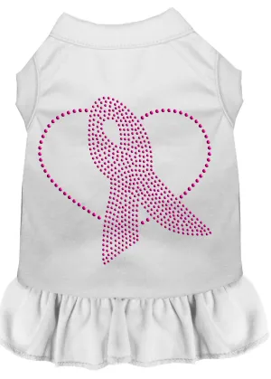 Pink Ribbon Rhinestone Dress White Xs