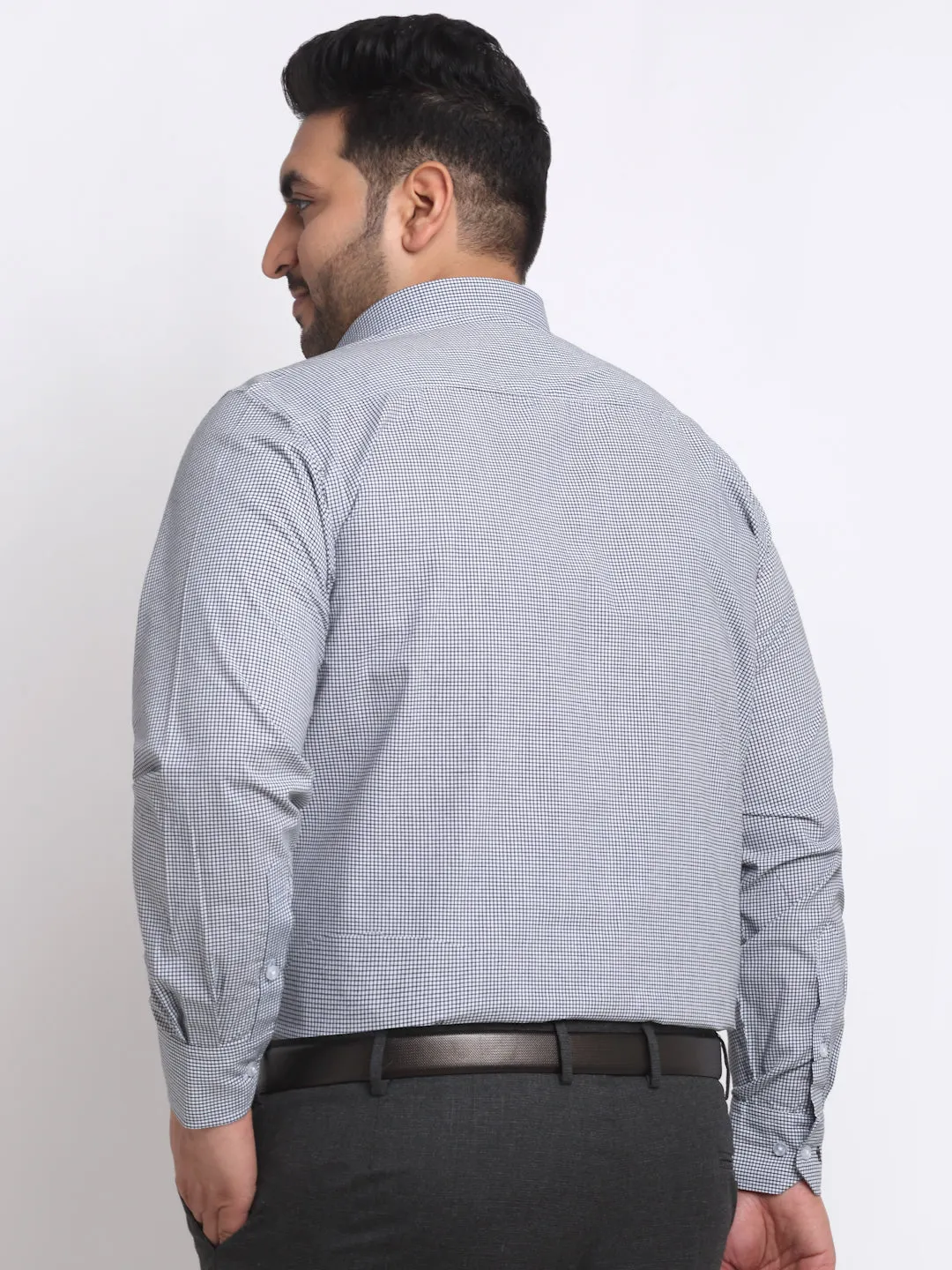 plusS Plus Size Black Spread Collar Opaque Cotton Formal Shirt