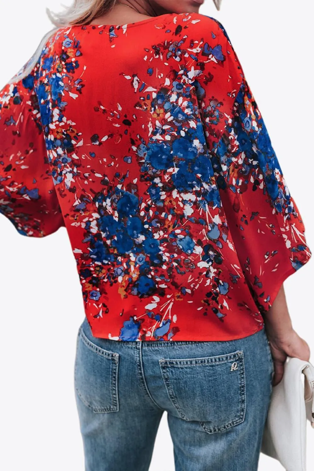 Quintessential Deep V Neck Dolman Sleeve Blouse