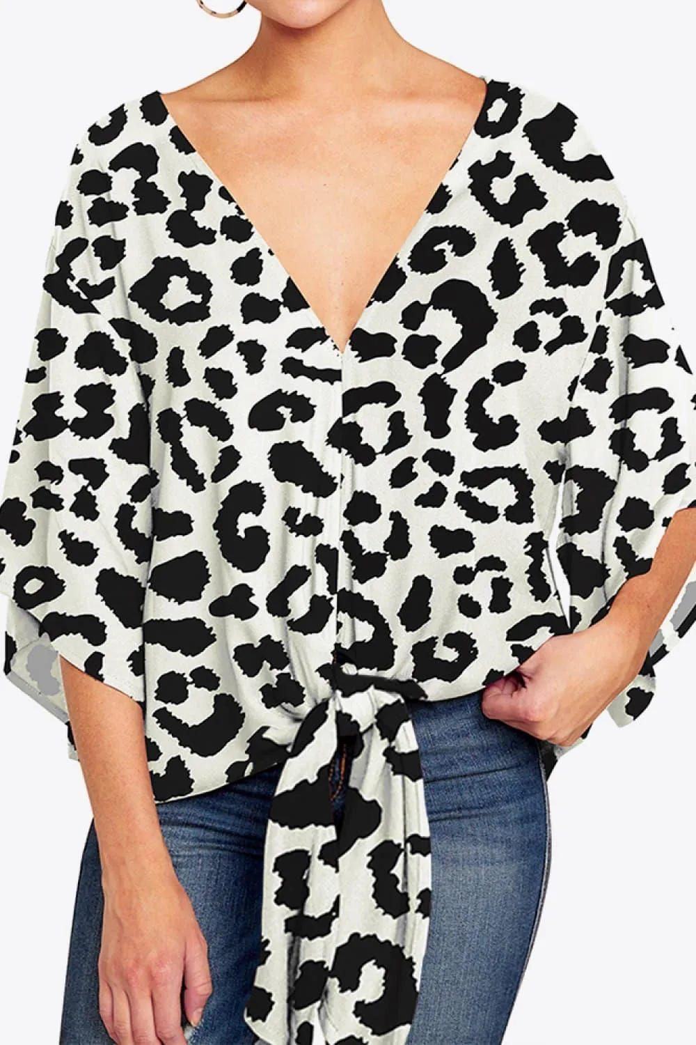 Quintessential Deep V Neck Dolman Sleeve Blouse