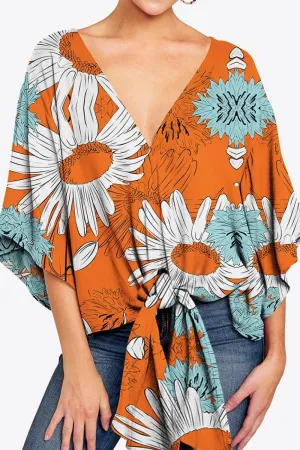 Quintessential Deep V Neck Dolman Sleeve Blouse