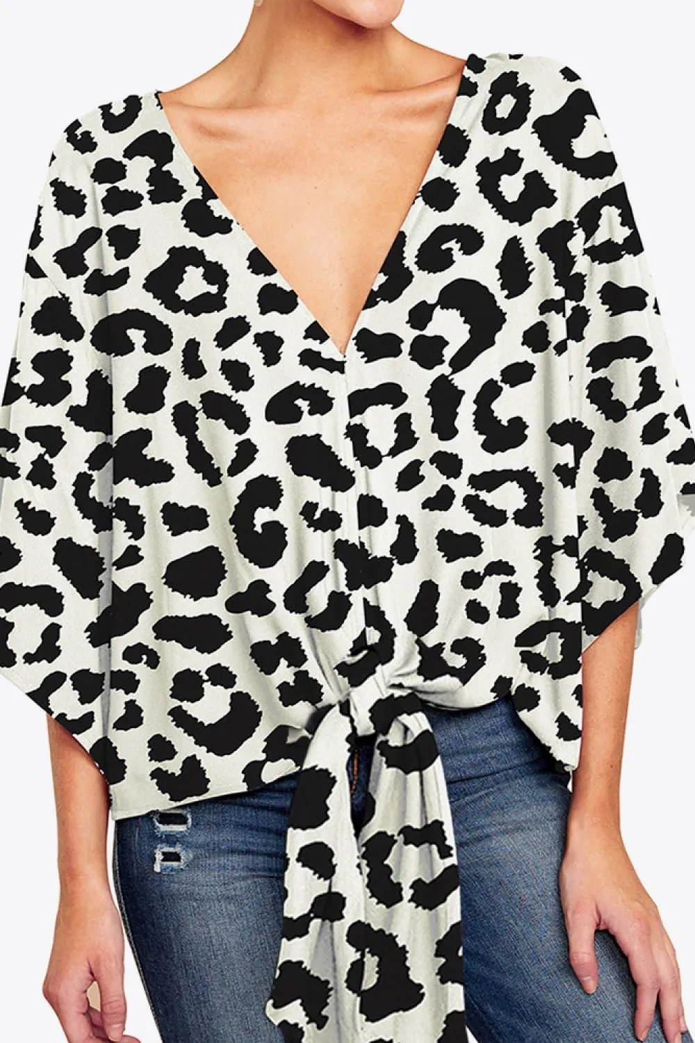 Quintessential Deep V Neck Dolman Sleeve Blouse