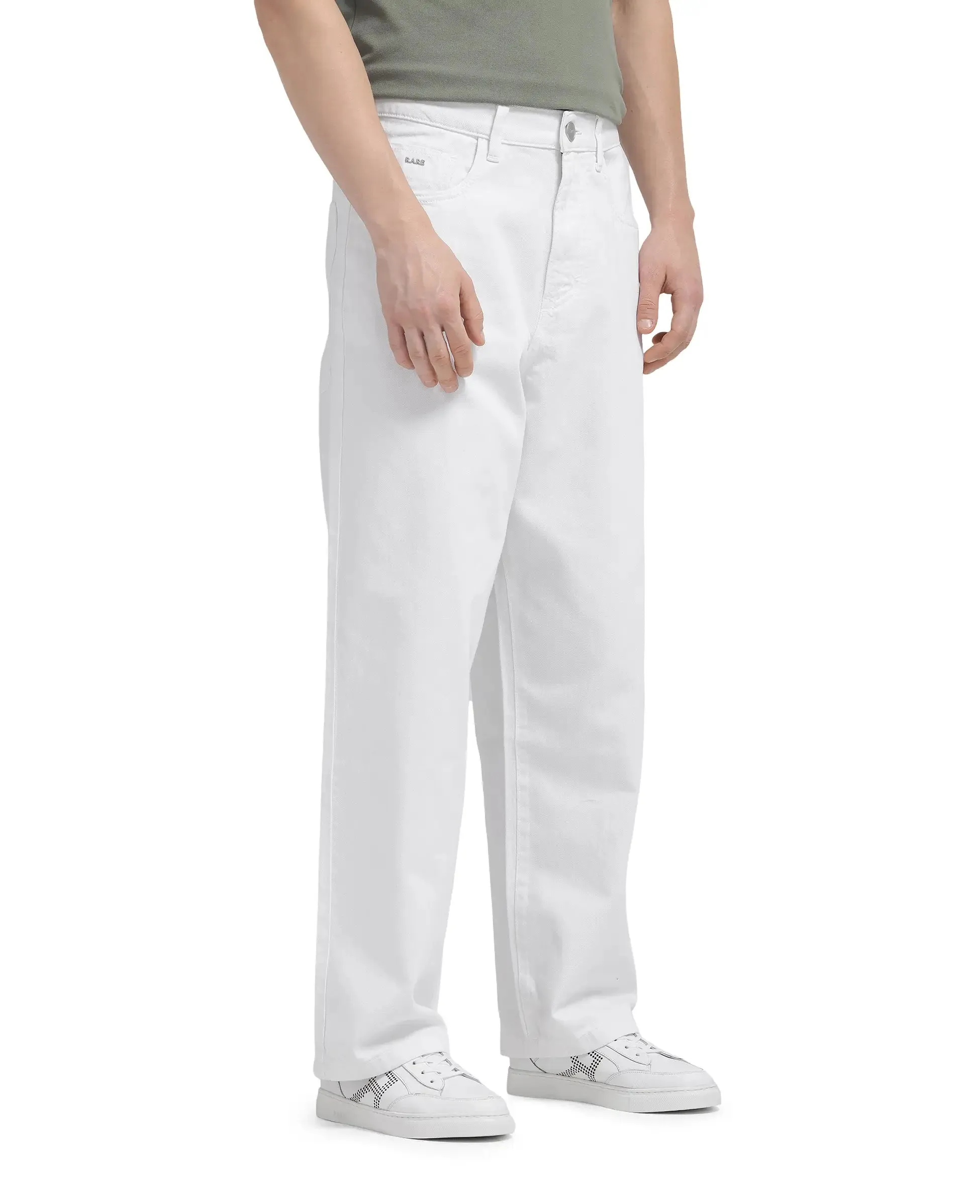 Rare Rabbit Men Bron White Plain Jeans
