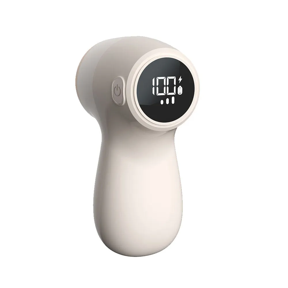 Rechargeable Electric Lint Remover Digital Display Fabric Shaver for Clothes Beige