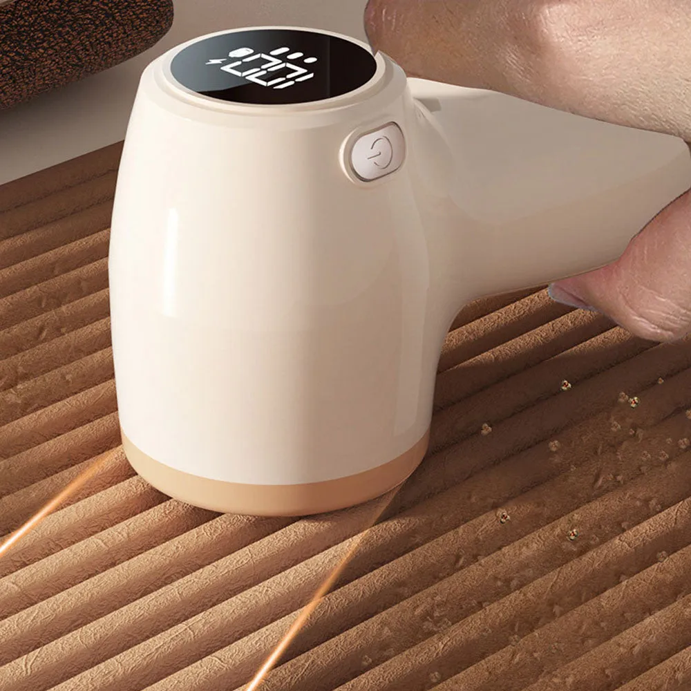 Rechargeable Electric Lint Remover Digital Display Fabric Shaver for Clothes Beige