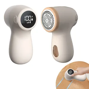 Rechargeable Electric Lint Remover Digital Display Fabric Shaver for Clothes Beige
