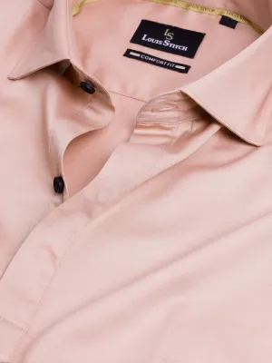 Regular Fit Semi Formal Solid Pink Shirt For Men