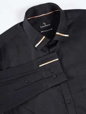 Regular Fit Solid Black Shirt For Men