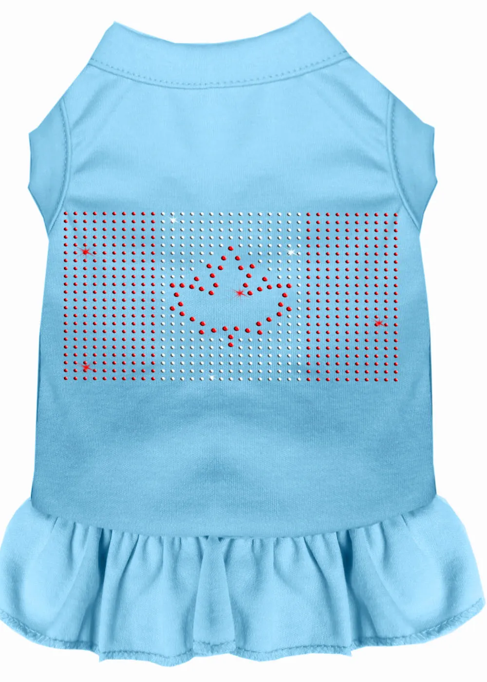 Rhinestone Canadian Flag Dress Baby Blue Xxxl
