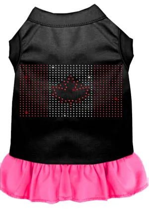 Rhinestone Canadian Flag Dress Black With Bright Pink Sm