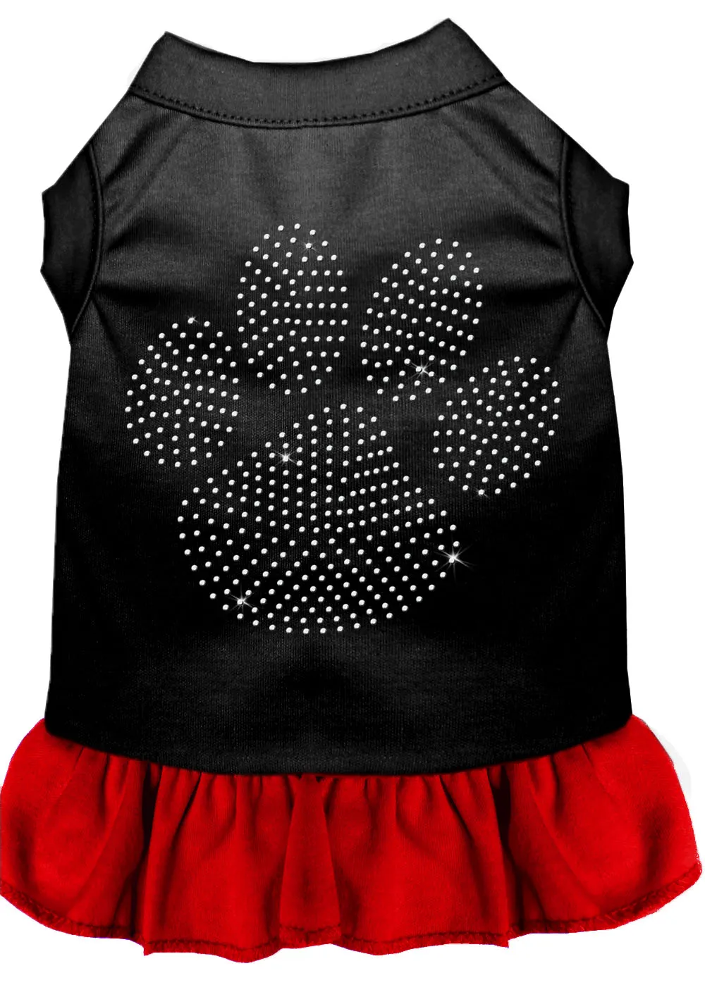 Rhinestone Clear Paw Dress Black With Red Xxxl